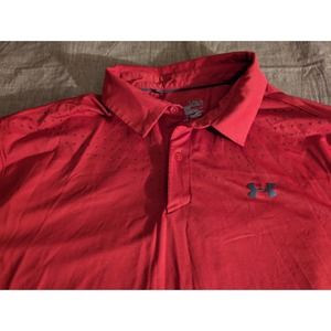 Under Armour Men's Red Short Sleeve Polo Size XL Heatgear Loose